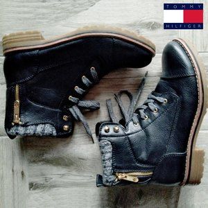 🇳🇱 TOMMY HILFIGER Omar Black Combat Ankle Boots